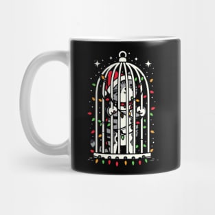 Cat in a Birdcage Merry Christmas Mug